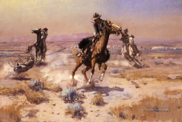 En Ropes End, el estadounidense occidental Charles Marion Russell Pinturas al óleo